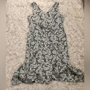 NWT Gap Sage Green Floral Tie Waist Midi Dress